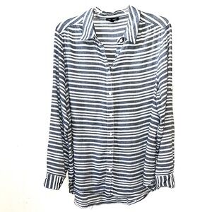 Lord and Taylor Striped Tunic Button Up